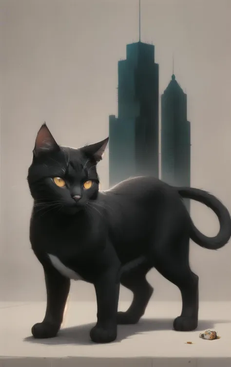 speedpainting, (art by Salvador Dalí:1.1) ,art by Rudy Siswanto, Redshift render, stylized, long shot of a Cat of Building, Disgusting, F/2.8, de dia los muertos, glitter texture
