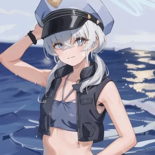 <lora:valkyrie-06:1>, v4lkyr13, 1girl, bare arms, smiling, wet