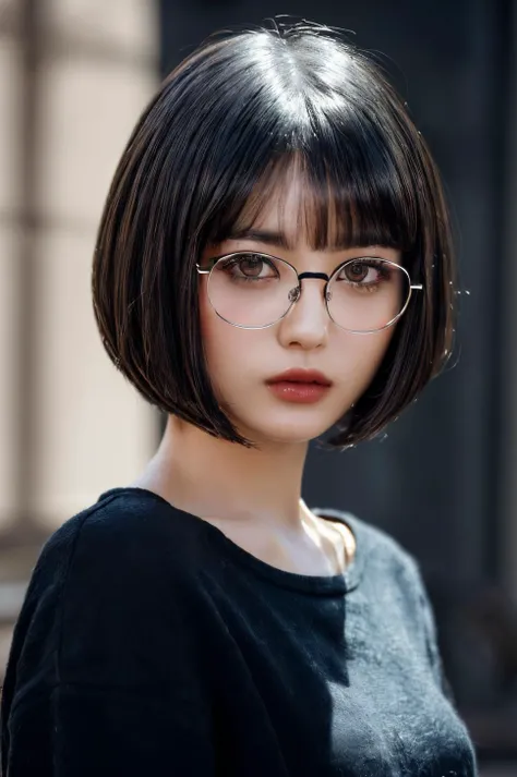 (masterpiece, best quality, beautiful quality, photorealistic, detailed lighting, extremely detailed skin, extremely detailed hair, shadows, 8k, a picture of a woman, black hair, bob cut, glasses, upper body, 1girl, fcPortrait:1.2), <lora:add_detail:1>, <lora:hamabeminami_lora-06:0.7:OUTALL>