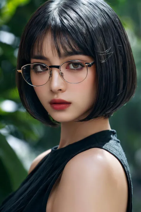 (masterpiece, best quality, beautiful quality, photorealistic, detailed lighting, extremely detailed skin, extremely detailed hair, shadows, 8k, a picture of a woman, black hair, bob cut, glasses, upper body, 1girl, fcPortrait:1.2), <lora:add_detail:1>, <lora:hamabeminami_lora-06:0.7:OUTALL>