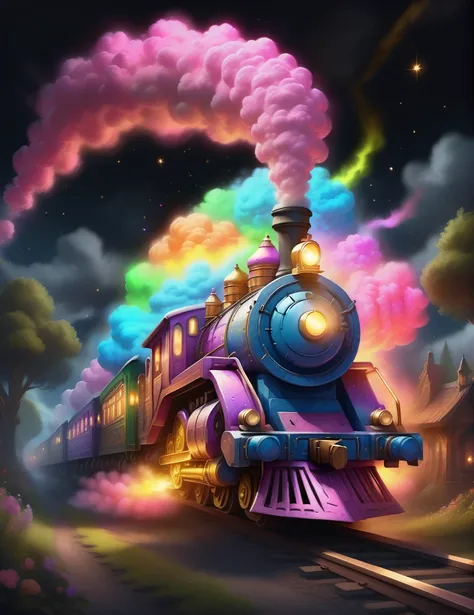 <lora:ChalkDustStyleSDXL:1> a glowing magical train in the style of chalkdust, 8k,digital art, high quality, highly detailed