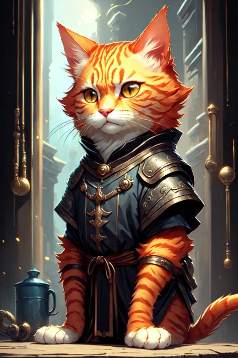 <lora:c4ttitudev2-000003:0.8> c4ttitude, orange cat, black roman outfit <lora:comboutfit:0.2>