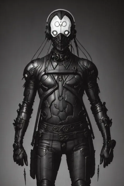 (humanoid with a white synthetic skin face full of cybernetic implants), (black leather futuristic cybernetic suit:1.8), (sword fighting pose, swinging sword:1.7), (thick dark leather coat with neck cover:1.3), (cross tattoo only on forehead:1.3), 1guy, blue sky, cloud, collarbone (looking at viewer and smiling:1.2), (white reflective eyes:1.1), sky, solo, upper body, ((masterpiece)), (smirk512:1.3), (synth goth cyber armor with metal plates:1.3), (thick stretched neck guard made out of body pipes:1.2), <lora:epiNoiseoffset_v2:1>, (masterpiece), (best quality), (high resolution), hyper detailed, detailed_background, cables, dim light, vast, space age architecture, communism architecture, Bauhaus, (dimly lit pale eyes:1.4), (head tattoos:1.8), (military armored jacket:1.3)
OrganicBiomArt, <lora:bodhor:0.4> <lora:Blame!:1>
((environment falling apart)), (catastrophic failure), (action shot:1.6), (dark photo:1.11), (hyper realistic:1,11), (high contrast:1.22), (detailed skin texture:1.33), (blush:0.6), (goosebumps:0.5), subsurface scattering,