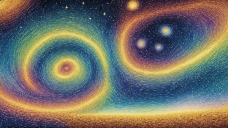 masterpiece, Van Gogh, Starry Night, Psychedelic, 60's aesthetic, Vibrant, Geometric, Detailed, Intricate impressionism, Colorful, trippy, interstellar swirls, abstract shapes, multicolored, mesmerizing, mind blowing, visually stunning, ethereal, ethereal dreamscape,