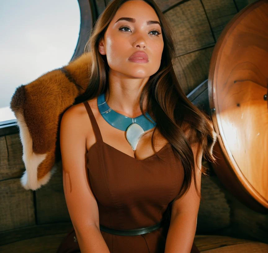 cute woman, brunette hair, blue pale eyes, caramel skin tone, strong jaw, big cheeks bone, in medieval tabern <lora:0pen:1>, professional light, cinematic lighting, fashion photography, ambient lighting, atmospheric effects, <lora:VikingArmor:1>, as viking woman, fur, <lora:epiCRealLife:1> <lora:Pocahontas:1>