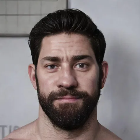 1male, face, muscled <lora:John Krasinski:1>
