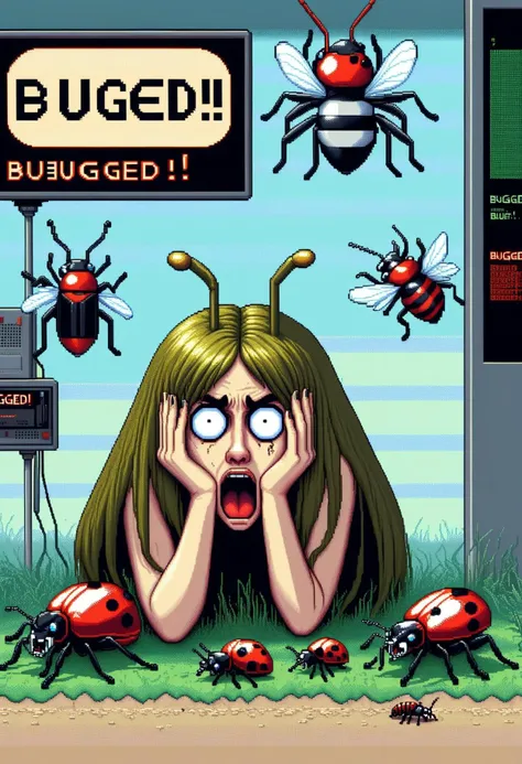 DonM8u663dXL,text "BUGGED!", pixel art  __Bo/random/being__  <lora:DonM8u663dXL-000008:1>