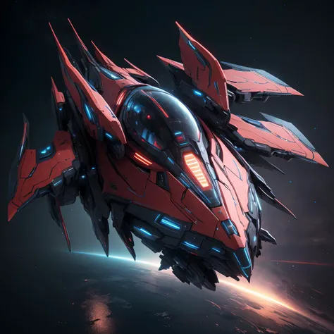 Red Sp4ceM battle space ship,galaxy background,sharp focus,UHD,octane render,<lora:sp4c3sh1p:0.8>,
