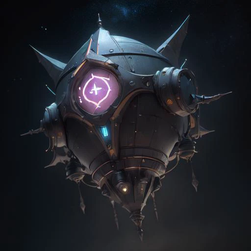 <lora:sp4c3sh1p:0.8> sp4c3sh1p ghost shape, with a triangle, orbiting, floating, black background