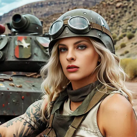 <lora:4sh13y_20XL-final:1.1>,cinematic film still of beautiful (4sh13y woman:1.1), as comicbook hero Tank Girl,wearing an army (tank driver uniform:1.1) and helmet,(medium close up),sitting on (armor tank:1.2),apocalyptic landscape in background,cinematic scene,hero view,(dramatic action pose),8k wallpaper,detailed background,masterpiece,best quality,high quality,absurdres,vivid,shallow depth of field,vignette,highly detailed,high budget Hollywood movie,depth of field,rule of thirds,cinemascope,moody,epic,gorgeous,film grain,