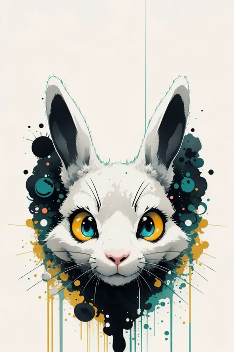 masterpiece, best quality, (rabbit) bunny, large eyes, (cartoon), splashing, abstract, psychedelic, (neon:0.8), extremely detailed, (white background:1.3), ink,  (creative:1.3), intricate detail, (pretty face), dynamic lighting, natural lighting, (chartreuse:1.3), photorealistic, sy3 <lora:Sy3:0.4>    <lora:ink-0.1-3-b28-bf16-D128-A1-1-ep64-768-DAdaptation-cosine:1>