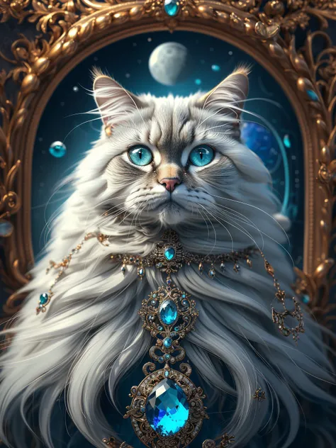 masterpiece, high quality, a cat, long hair, in style of moonstones and aquamarines, <lora:J_gemstone:0.8> j_gemstone