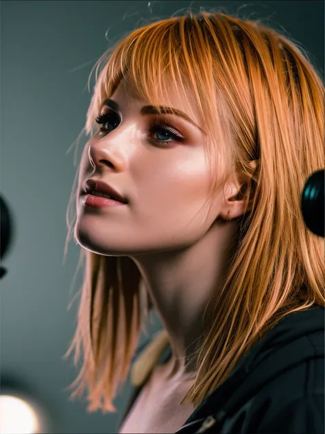 ((realism)), extremely high quality RAW photograph, detailed background, intricate, Exquisite details and textures, highly detailed, Photo of (Hayley Williams), Looking behind the camera, ultra detailed photograph, warm lighting, artstation, 4k, sharp focus, high resolution, detailed skin, detailed eyes, 8k uhd, dslr, low harsh lighting, high quality, film grain, Fujifilm XT3,
