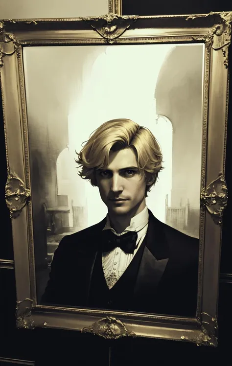 full body photo of xqc man, In a dimly lit Victorian drawing room, the portrait of Dorian Gray hung like a haunting mirror to the soul. Painted by the talented Basil Hallward, the canvas captured Dorian's youthful unique and spectacular beauty with blonde hair, but also became a dark repository for his sins and moral decay. As Dorian indulged in a life of hedonism and vice, his visage remained untouched by time, while the portrait aged grotesquely, its features twisting into a monstrous caricature of evil. It was a chilling testament to the corrupting power of vanity, a silent observer to a life unraveling in the pursuit of pleasure. In the end, unable to bear the weight of his own conscience, Dorian tried to destroy the portrait, only to find that he had sealed his own tragic fate. highly detailed, breathtaking, best quality ,(intricate details), (hyperdetailed), 8k hdr, high detailed, lot of details, high quality, soft cinematic light, dramatic atmosphere, atmospheric perspective <lora:xqc:0.8>