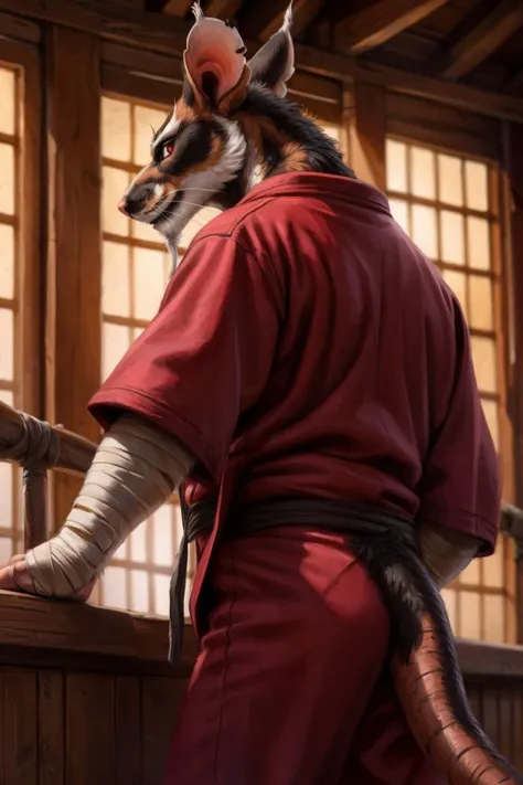 low-angle view,
standing, night, moonlight, clothed, kimono, red kimono, rat tail, red eyes, goatee, brown body, white fur, black fur, bandages, safe,
(master splinter:1.2), looking at viewer, front view, solo, topwear, bottomwear,
BREAK,
by bruteandbrawn, by personalami, by kenket, (intricate, high detail, film photography, soft focus, RAW candid cinema,
photorealism, realistic, photorealistic, analog style, subsurface scattering,
masterpiece, best quality, ultra realistic, 8k)