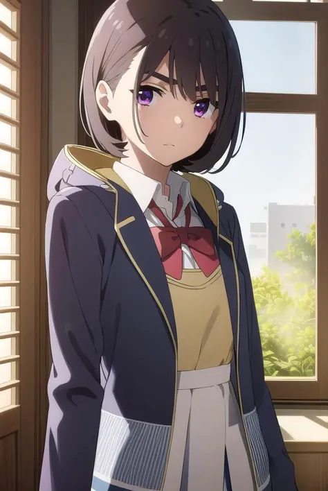 aoiaioi, <lora:aoi aioi movie-lora-nochekaiser:1>,
aoi aioi, short hair, black hair, red eyes, purple eyes,
BREAK shirt, dress, bow, school uniform, jacket, white shirt, collared shirt, hood, bowtie, red bow, red bowtie,
BREAK indoors, classroom,
BREAK looking at viewer, (cowboy shot:1.5),
BREAK <lyco:GoodHands-beta2:1>, (masterpiece:1.2), best quality, high resolution, unity 8k wallpaper, (illustration:0.8), (beautiful detailed eyes:1.6), extremely detailed face, perfect lighting, extremely detailed CG, (perfect hands, perfect anatomy),