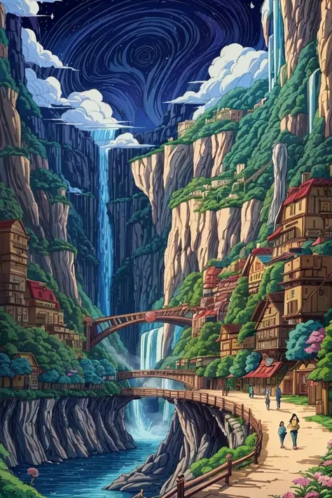 <lora:djzMarketplaceV21:1> marketplace style, village, crowd, people, standing, building, pottery, engraving, <lora:XSArchi_127:0.1> city of the souls, a portrait of waterfall tree, clouds, lake, (cinematic, perfect quality:1.3), enchanted forest, water bodies, flower garden, surreal animals, fantasy, dream, studio ghibli, dreamy, sunny, pathway, gothic, <lora:to8contrast-1-5:0.5> lit, <lora:add_detail:1>