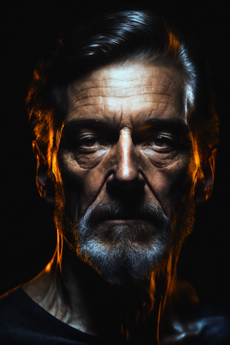 A close up of a man with a beard and a black shirt - SeaArt AI