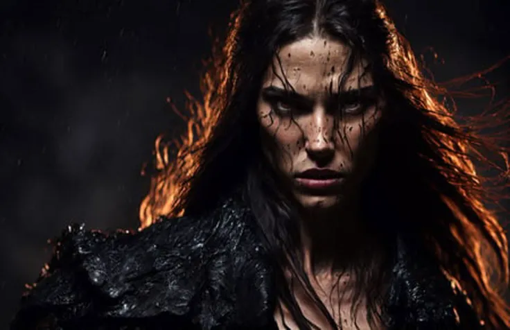 photo of the most beautiful artwork in the world featuring soft
lustrous, ((epic heroic fantasy beautiful woman with long hair wet
wounded angry looking with long hair
and fierce looking in a dynamic posture)), chest, full face,( dark background:1.4)
(epic realistic, hdr, intricate details, hyperdetailed, cinematic, rim light, muted:1.5),
((fantastic location, majestic cluttered environment)),
skin pores, very dark lighting,
heavy shadows, detailed, detailed face, (photo
realistic, dramatic, dark, sharp focus, 8k),
(weathered damaged old worn leather outfit:1.5),
(intricate:1.4), decadent, (highly detailed:1.4), octane render,
sharp focus,
heavy rain, particles floating <lora:theovercomer8sContrastFix_sd21768:0.8>