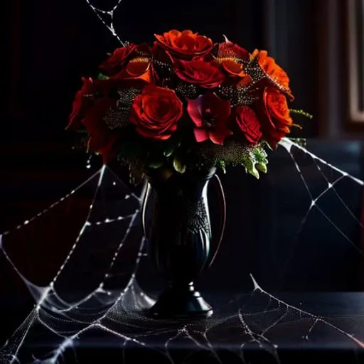 Cobwebber, a flower bouquet on a dining table, background is dining room,
intricate details, modelshoot style, dreamlikeart, dramatic lighting. 8k, highly detailed, trending artstation,
<lora:theovercomer8sContrastFix_sd15:1>,