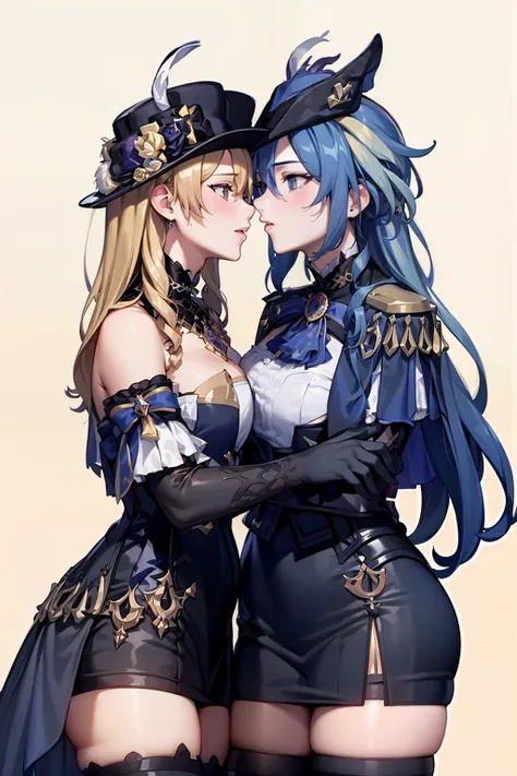 masterpiece, best quality, <lora:nxc01:1>,2girls,clorinde,navia,kiss