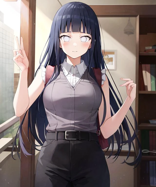 Best quality, absurdres, ultra-detailed, <lora:HinataV3-1:1>, hyuuga hinata, Hinata-Sleeveless-Outfit,