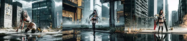highly insanely detailed, masterpiece, top quality, best quality, highres, 4k, 8k, RAW photo, ((ancient egyptian theme:1.2)), Hong Kong structure, building, structure, taiwan, korean, 
(long_hair, long hair, random colors hair, glowing hair, hair over one eye, long messy hair), 
(eyelashes, eyeliner, eyeshadow, eyelashes, long eyelashes), 
collar, earrings, jewelry, necklace, armlet, 
high-heels, 
tentacle, (underwater), nsfw, 
cleavage, perfect female body, makeup, 
swirling energy, 
action pose, 
drunk, biting, 
reflection, reflective floor, 
abandoned building, overgrown with vegetation, [volumetric fog], cinematic lighting, colorful, colourful, 
a photo of photomaker, 
solo, 1girl, outdoors, cityscape, full body, <lora:0357 Black suspenders 2_v1:0.9>, ruanyi0357, suspenders, thong, black thighhighs, thigh strap, topless, o-ring, garter straps, silver hair, dribbling \(basketball\), basketball