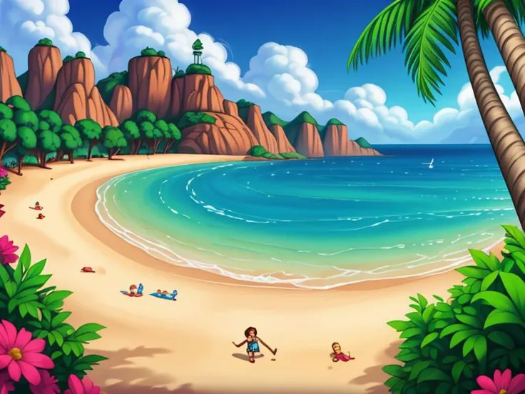 lucasarts adventure games style, The beach at Monkey Island,