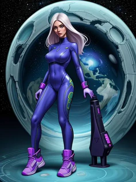 a alien diplomat negotiating with earth's leaders,
Vickie_Zane,
sneakers outfit, a spaceship lost in deep space,