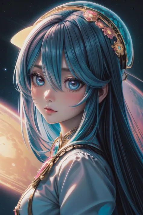 1girl, professional On pale dark white paper, moody, establishing shot of a Qing Dynasty ([Dwarf Planet Haumea:Planetary nebula:4]:1.3) , the Dwarf Planet Haumea is very Neo and Tiki, it is made from Planet Venus, it has ornate details, from inside of a Smart Vacation home, dense hillside and Pisces constellation in background, Hurricane, Bokeh, Fine art, Suffering, Britpop, studio lighting, F/5, triadic colors, full of deep blue, icon style, Unsplash, High quality, (portrait art designed by Rosalba Carriera:1.3) , (Sakimichan:1.0) , studio anime