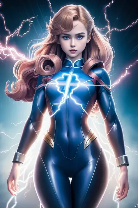 thunderstyle <lora:thunder_model:0.85> Kathryn Love Newton:0.6, 1girl, solo, very long hair, black eyes, dynamic pose, masterpiece, absurdres, perfect anatomy, Superman's uniform:1.1, Moderate hips, cinematic lighting, 8k, best quality,bust body