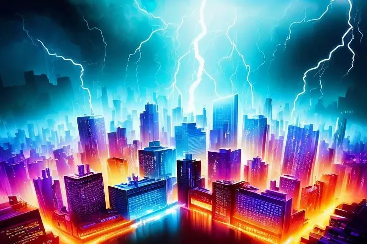 thunderstyle <lora:thunder_model-000008:0.5> city