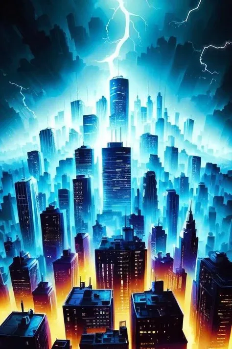 thunderstyle <lora:thunder_model:0.5> city