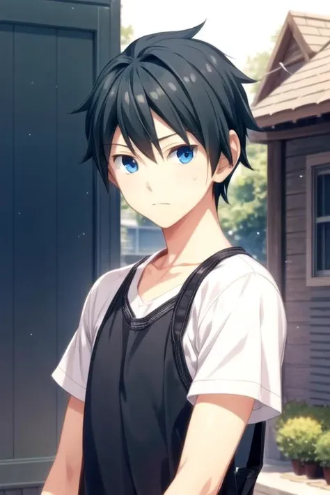 masterpiece, best quality, movie still, 1boy, solo, male focus, looking at viewer, upper body, , , realistic, <lora:haruhiko_takase:0.68>, haruhiko_takase, black hair, blue eyes, , grimdark,