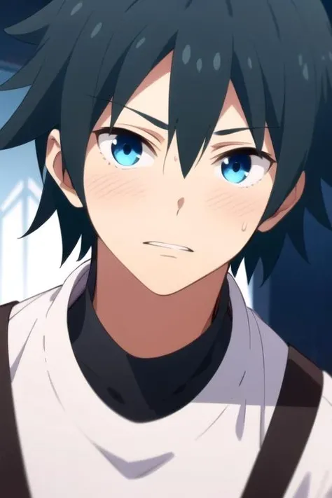 masterpiece, best quality, photorealistic, 1boy, solo, male focus, looking at viewer, , depth of field, anime coloring, , <lora:haruhiko_takase:0.66>, haruhiko_takase, black hair, blue eyes, dalmatian costume, grimdark,