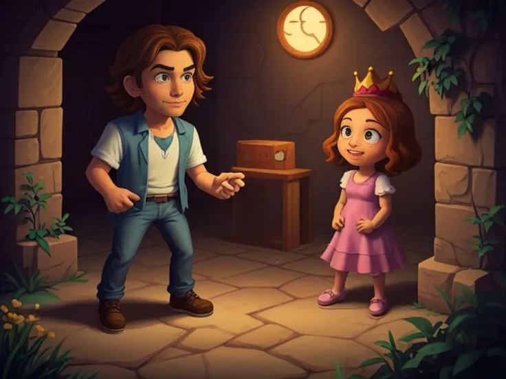 XE-LucasArts, Thimbleweed Park Style, 
a dragon kidnaps a princess,