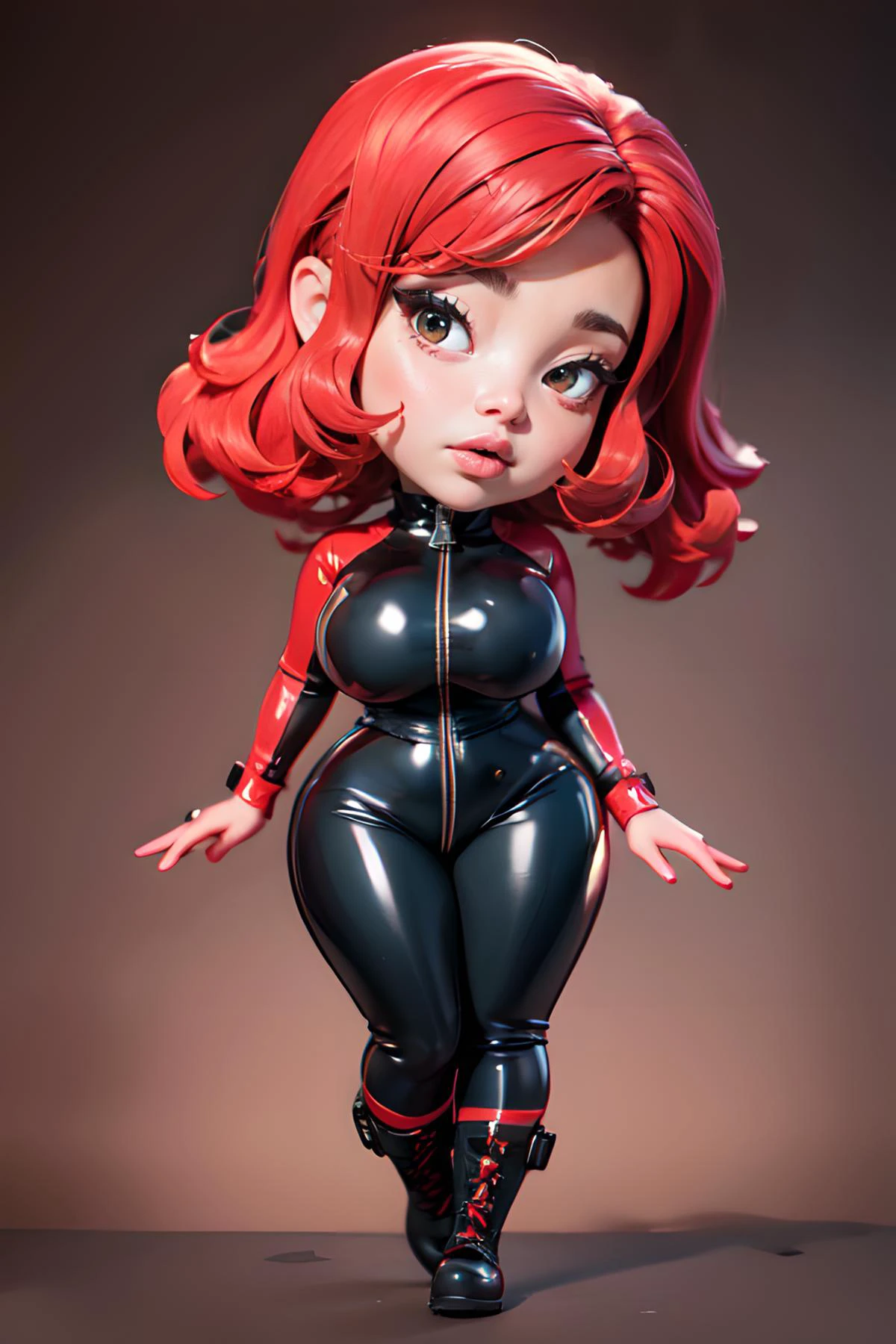 (masterpiece, best quality), studio photo,
perfect athletic model body, (narrow waist:1.4), big perfect round breasts, (latex suit:1.4), (gorgeous face, skin texture:1.2), (ultra-wide angle:1.3), half body shot, pale skin, studio lighting,pouty lips,
<lora:BDSMClothing-v1:0.6> latex, catsuit, transparent, see-through, fishnets, boots, skin tight, latex bodysuit, see-through latex bodysuit,zipper,((transparent latex)),big areolas,
plain background,old photo,
<lora:chibi:0.9> chibi, full body,
<lora:weight_slider_v2:1.7>
<lora:detail_slider_v4:1.1>