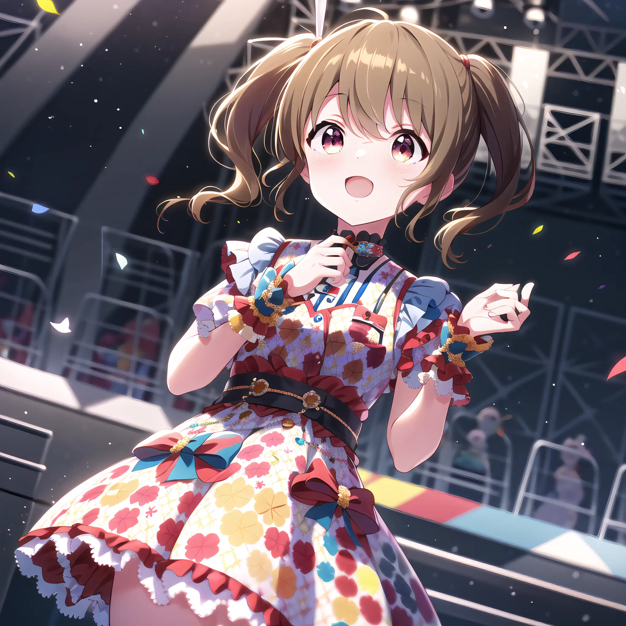 high quality, best quality, masterpiece, absurdres, kawasaki sakura, idol, 1girl, <lora:skr:0.75>, solo