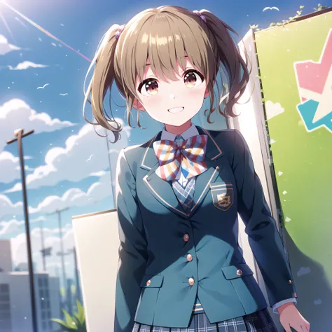 high quality, best quality, masterpiece, absurdres, kawasaki sakura, uniform, 1girl, <lora:skr:0.75>, solo, smile