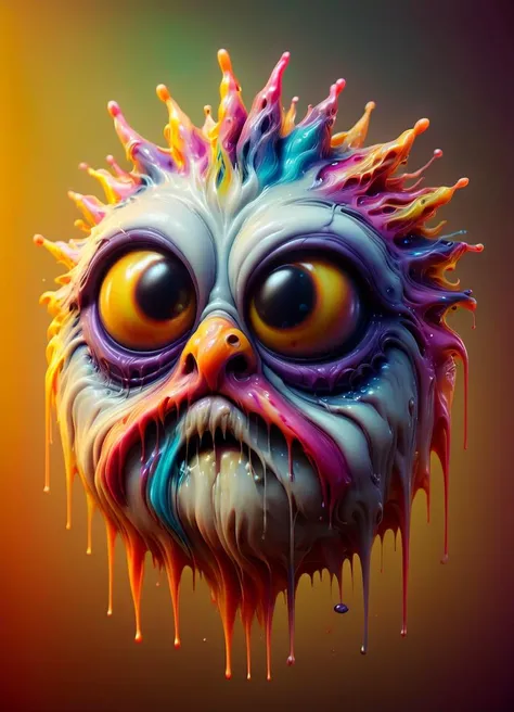 3d model of a cute sinister vibrant colored monster with long fur and souless eyes by alexander jansson:1.3 | centered, psychedelic, colorful, matte background:0.9 | by jim henson:0.7 | dave melvin:0.4 | unreal engine, deviantart, artstation, octane, finalrender, concept art, hd, 8k resolution <lora:ral-melting-sdxl:1.2> ral-melting <lora:bigeyes-xl-v1:1.8> big eyes, subsurface scattering, ultra hd, 4k, high def, Photorealistic, Hyperrealistic, Hyper detailed, analog style, realistic, masterpiece, best quality, ultra realistic, 8k, Intricate, High Detail, film photography, soft lighting, heavy shadow