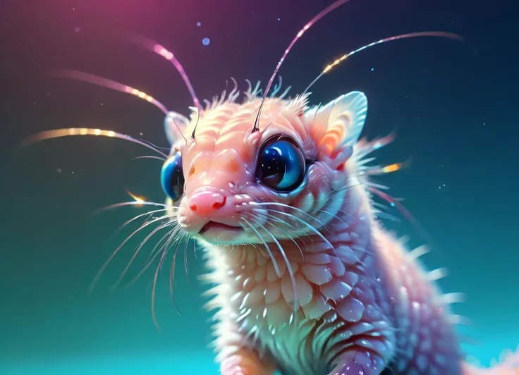 Cute 3D, (shrimp|ferret) in iridescent colors, adorable, happy, hyperrealistic, high-resolution  <lora:AnotherBoredDetailXL:1>  <lora:another-bored-monsters:0.43> fx-monsters <lora:XL_Bio-Luminescence:0.6> bioluminescent, glowing (art style of Yoh Nagao, Yanjun Cheng)  <lora:PastelPunkXL:0.4>  <lora:bigeyes-xl-v1:1.8> big eyes, subsurface scattering, Photorealistic, Hyperrealistic, analog style, realistic, film photography, soft lighting, heavy shadow