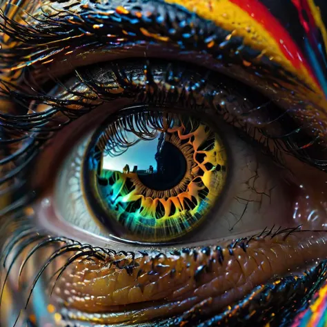 <lora:mjv6:0.8>psychedelic art Dystopian , horror,DMT,LSD,A distorted perception of self, highly detailed background,bigeyes,Award Winning Photography,Studio Quality, 8k,Canon EOS 60D, 50.0mm, f/2.8, 1/250s, ISO 500 <lora:more_details:1.4> <lora:bigeyes-xl-v1:1.2>, highly detailed background, 16k UHD, hasselblad 100C, 50.0mm, f/2.8, 1/250s, ISO 500 --c 11 --s 66