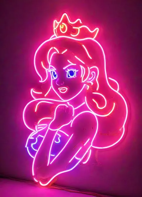 <lora:PE_NeonSignStyle:0.9> PENeonSign, neon Sign, glowing,
Princess Peach,
masterpiece, high resolution, octance 4k, high detail