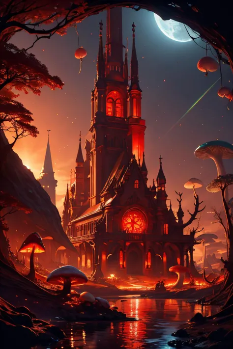 (Realistic:1.5) antlers, blurry, ship, alien, leaf, glowing, saliva, dragon, tentacles, floating island, mushroom, red theme, saliva, guro, arch, sunbeam, colored sclera, church, red moon, lens flare, <lora:EdobSyFyHorrorFairyTale_v1.0:0.8>
