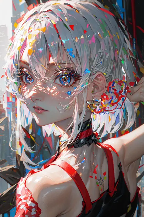 masterpiece, best quality, 1girl <lora:Cyber PUBG:1>,tattoo,white hair