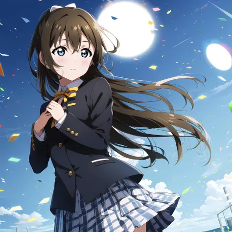 high quality, best quality, masterpiece, absurdres, shizuku osaka, uniform, 1girl, <lora:newszk:0.75>, solo
