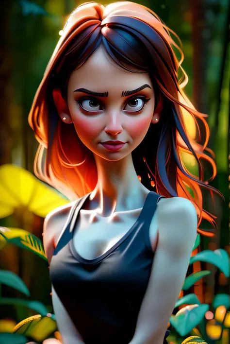 A stunning intricate full color portrait of a beautiful woman, wearing a black tank top<lora:epiNoiseoffset_v2:1>, happy, epic character composition,by ilya kuvshinov, alessio albi, nina masic,sharp focus, natural lighting, subsurface scattering, f2, 35mm, film grain, half body shot   <lora:FionaRose:1>