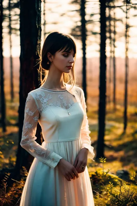 A stunning intricate full color portrait of a woman,lace dress, shy, epic character composition,by ilya kuvshinov, alessio albi, nina masic,sharp focus, natural lighting, subsurface scattering, f2, 35mm, film grain <lora:FionaRose:1>