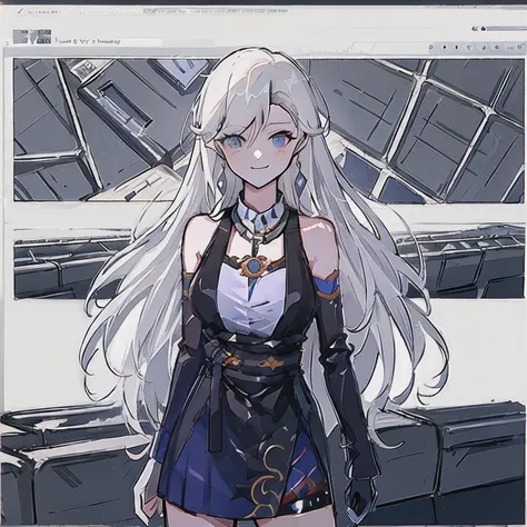 ((masterpiece,ultra-detailed, intricate details, mid quality,illustration)),1girl, solo, highres, looking at viewer, white hair, long hair, Waves roll, smiling, pleated skirt, cherry tree, petals falling ,sunlight shining through, solar system,feminine, empowered, beautiful, detailed, pico dress,<lora:asouleileenv20_v10:1>,blue eyes, white_long_hair