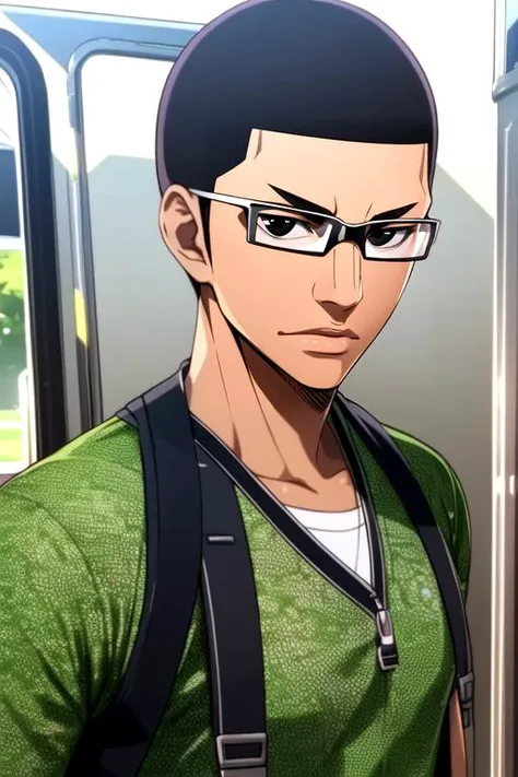 photorealistic, (4k), depth of field, (Masterpiece), (realistic skin texture), extremely detailed, intricate, hyper detailed, high resolution, professional photography, , depth of field, sharp detail, best quality, looking at viewer, 1boy, solo, male focus, <lora:shingo_kinjou:0.98>, shingo_kinjou, black hair, black eyes, short hair, , train station, High resolution